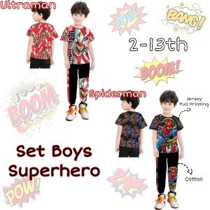 SETELAN ANAK LAKI IMPORT MURAH SUPERHERO T-SHIRT DAN CELANA PANJANG PRINTING