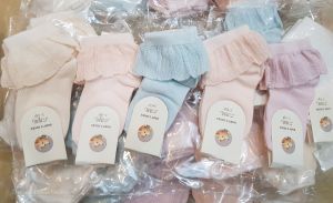 SET 5 ĐÔI TẤT COTTON CỔ BÈO CHO BÉ GÁI