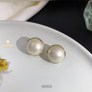 Bông tai nữ chuôi bạc 925 Eleanor Accessories khuyên tai mặt tròn ngọc trai nhân tạo phụ kiện trang sức 6448
