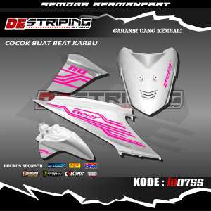 Striping Stiker Variasi Motor Beat Karbu 2008-2009-2010-2011-2012 (LA0755) Stiker Beat Karbu Semifull Satu Set Kanan Kiri Design Terbaru