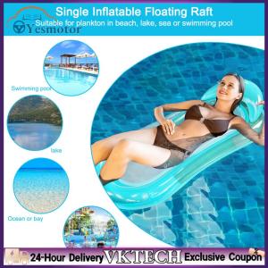 【Local Shipment】 PVC Inflatable Hammock Bed Foldable Water Recliner Mats Portable Leak Proof Nozzle Waterproof Wear Resistant Swimming Pool Accessories