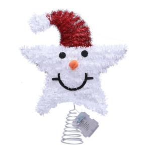 Holiday Snowman Star Tree Toppers Warm Glowing Iron Decoration Festival Table Centerpieces Christmas