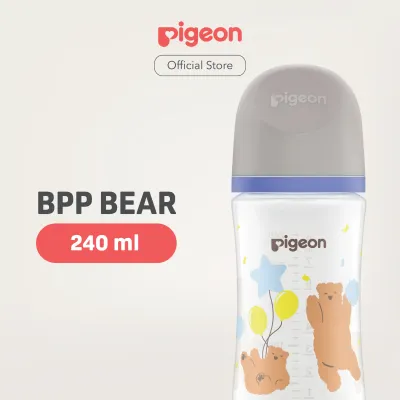 PIGEON Botol BPP Wide Neck 240ml w/SofTouch Nipple | Pilih Variasi | Botol Susu Bayi | Botol Susu Newborn | Ramah Lingkungan | Anti Kolik | Anti Kembung | Dot Seperti Payudara Ibu | Nipple Dot Lembut & Elastis | Nipple Dot Size M
