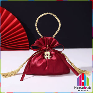 HB Red Candy Bag with Tassel Chinese Wedding Christmas Birthday Party Decor Gift Packaging