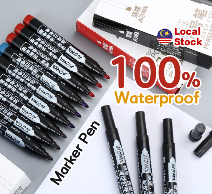 AOWA Permanent Marker Pen Waterproof Color Red Blue Black