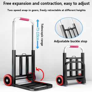 Folding Trolley Hand Truck Telescoping Handle Portable Trolley Cart for Travelers Sturdy Steel Frame 150KG Load Capacity 360° Rotating Wheels for Moving Warehouse Delivery Office Use