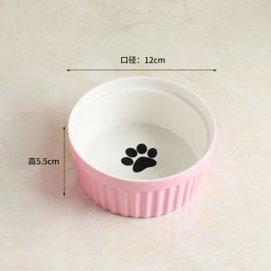 Pet ceramic bowl cat bowl food bowl dog bowl anti-overturning double bowl with iron frame