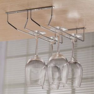 HIMISS 1 Pcs 1-5 Rows Stainless Steel Wall Mount Stemware Wine Glass Hanging Rack Holder Shelf