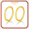 Gold Earrings 999 Solid Gold Glossy Small Circle 5G Hard Gold Plain Ring Jewelry Mother's Day Gift for Mom. 