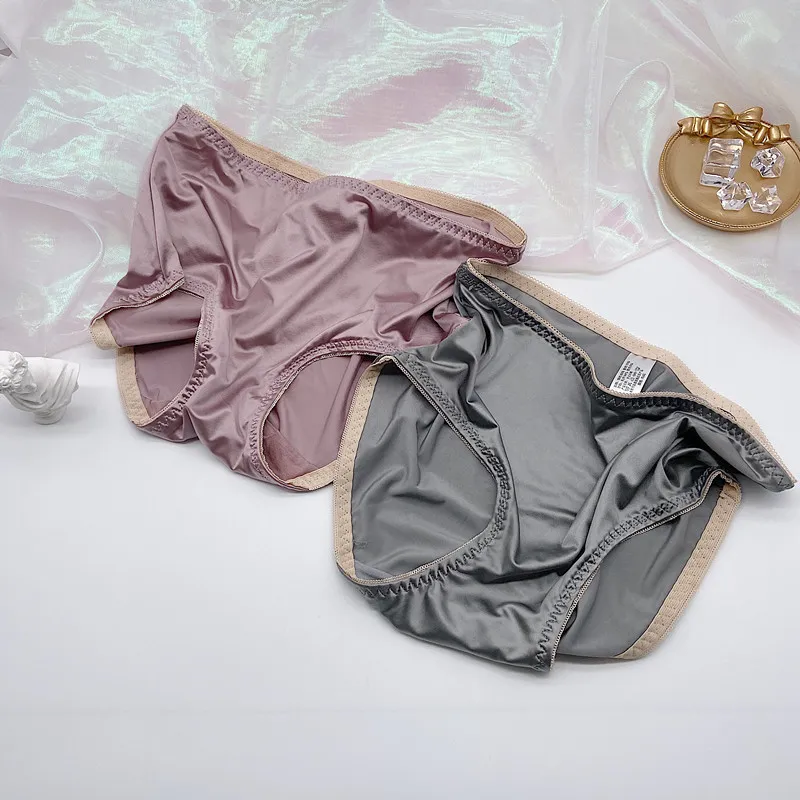 anb Silk Satin Panties for Women Sexy Seamless Lingerie High Elastic Waist  Soft Briefs Underpants Underwear Female Fancy Home Suit