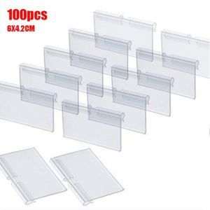 Transparent 100pcs PVC Shelf Price Tag Perforated Label Holder/Double-Line Hook-Type Strip/Supermarket Retail Display Si