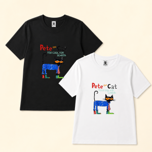 Womens Plus Size Cartoon Cat Print Crew Neck T-Shirt OM389