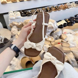 (Ảnh Thật ) Sandal nữ đế bằng bệt thắt nơ chất da quai hậu xinh xắn