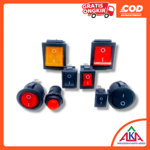 Saklar / Switch / Tombol Push On Off Button Bulat / Kotak / Mini Lampu