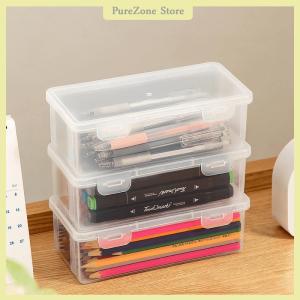 [PureZone] Cosmetic Makeup Boxes Transparent Pencil Case Foundation Blush Eyeshadow Brushes Holder Desktop Stationery Storage Organizer