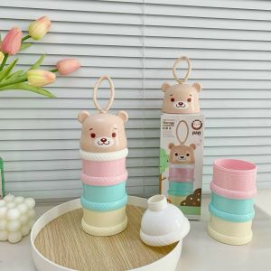 Hộp chia sữa bột cho bé 3 tầng siêu tiện lợi họa tiết hình gấu cực xinh - Ngăn chia sữa bột cho bé đi học
