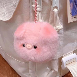 Small Pig Head Plush Keychain Soft Plush Animal Keychain Pig Head Bag Pendant Car Key Chain Ladies Bags Ornaments