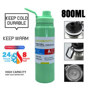 Hodeso 800ml Sport Bottle Double Wall Insulated Vacuum Flask Stainless Steel Portable Water Bottle Tumbler Bubble Tea Tumbler