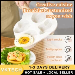 4-Cup Medical Stone Frying Pan Anti-Scald Fried Egg Pan Wear Resist Flat Baking Pan for Gas Stove and Induction Cooker