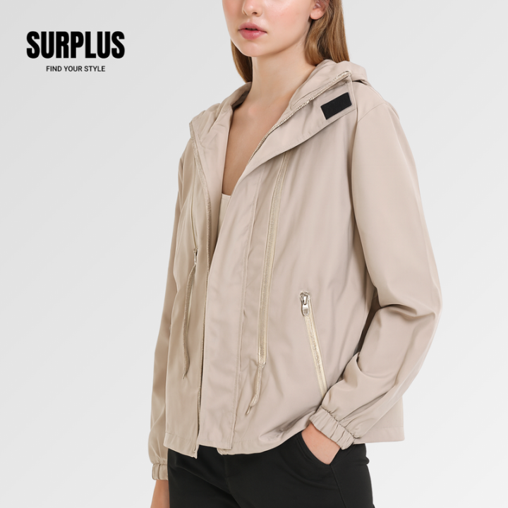 Surplus Ladies Full Zip Windbreaker Jacket with Hood and Pockets