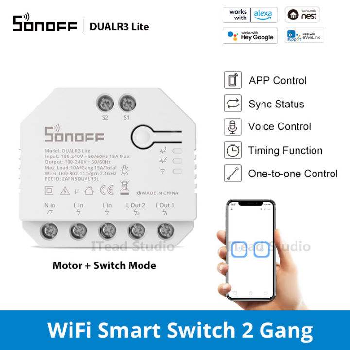 Sonoff Dualr3 Dual R3 Lite Smart Wifi Curtain Switch For Electric Motorized