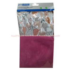 Proclean Cleaning Gloves Rubber Sarung Tangan Karet Latex Motif Daun Warna Hijau Pink Glove Pro Clean Bahan Latek Anti Selip Sarungtangan