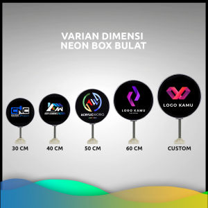 Neon Box Bulat / Custom Neon Box Nyala Bulat Ukuran Bisa Custom