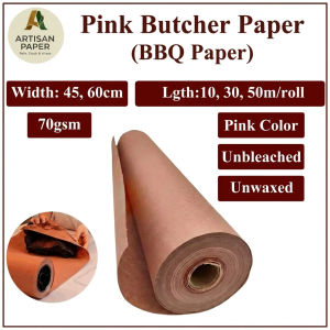 Food Grade Pink Butcher Paper Roll Unbleached Unwaxed For BBQ Wrap Smoking Meats Brisket Grilling Baking Freezing Restaurant Food Packaging Gift Wrapping 40cm 60cm Width 10m 30m 50m Length 70gsm Kraft Paper Heavy Duty Smoker Cooking Material