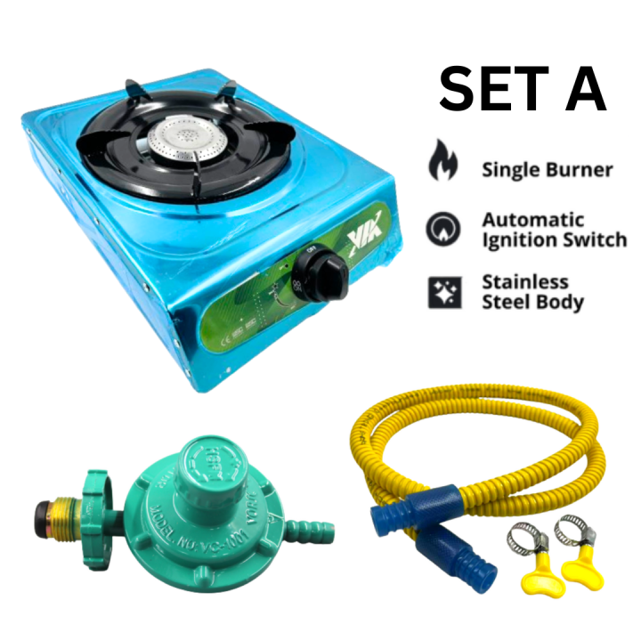 GAS STOVE SET REGULATOR WITH GAUGE LPG HOSE 1.5m(YELLOW HOSE) Lazada PH