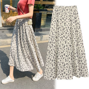 Small Fresh Floral Half-length Skirt Long Skirt 2021 New Retro All-match Thin A-line Skirt High Waist Mid-length Large Swing Skirt