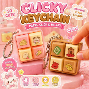 Cartoon Keyboard Keychain Kid Fidget Clicker Toy Stress Relief Colorful Light-Up Version 4 Keys