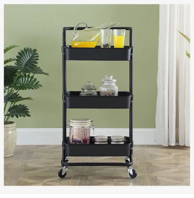 Multi-Purpose Movable Trolley with Handle Bar kitchen Storage Rack Baby Diaper Storage