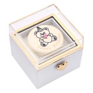 กล่องใส่แหวนเค้กหมีแบบกลับด้านได้พร้อมตัวยึดกล่องเก็บแหวนหมุนสำหรับงานแต่งงานและวันครบรอบ