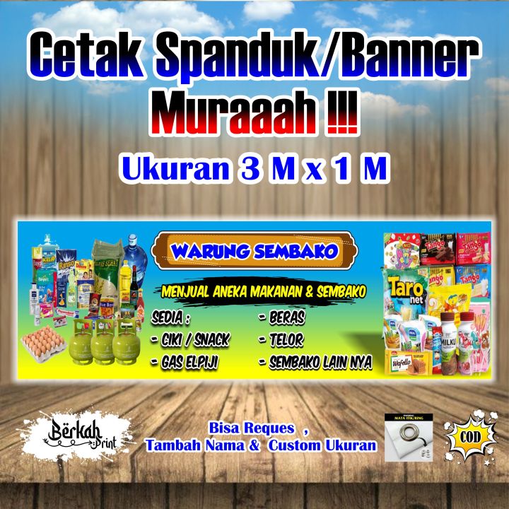 Spanduk Banner Warung Sembako Ukuran 3 Meter X 1 Meter