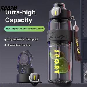 KOQZM 1200ml Liter Large Capacity Sports Water Bottle Leak Proof Scald Proof Plastic Cup Drinking Outdoor Travel Portable Fitness Jugs