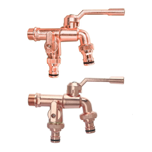 Freeze Resistant Metal Water Valves Double Outlet Faucet Not Freeze for Laundry Sink Garden Hose Connection Outdoor Use