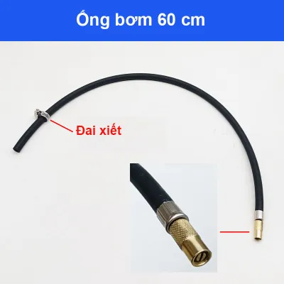 Vòi bơm lốp xe bằng cao su bện dù chịu áp suất cao 60cm dây bơm thay thế cho máy bơm hơi mini cầm tay Xiaomii ống bơm hơi áp dài 60cm và 20cm