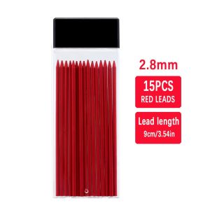 MIRELAE 15pcs/Box Có thể thay thế Ngòi bút chì thợ mộc Nhiều màu sắc 2.8mm Ruột chì đánh dấu lỗ sâu Lõi bút chì tự động Chế tác gỗ