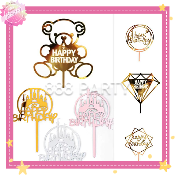 Halo Party 【Ready stock】 Happy Birthday Cake Topper Party Decoration Cake Flag happy birthday