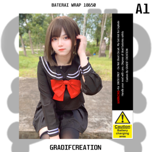Stiker baterai wrap baterai 18650 Angel Chan Seifuku