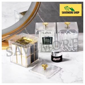 SAVEMORE 1PC Cotton Swab Storage Box Container Cosmetic Makeup Organizer Clear Dispenser