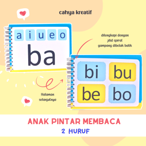 Buku Belajar Membaca 2 huruf kecil / BUKU PINTAR MEMBACA 2 HURUF KECIL ba bi bu be bo sampai za