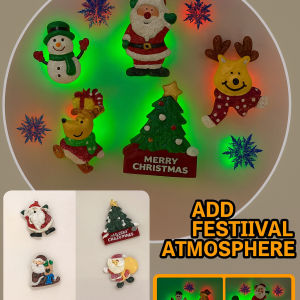 3D Christmas Fridge Magnets Santa Claus Room Decoration Snowflake Stickers Led Lights圣诞冰箱贴
