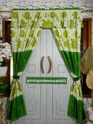 RS PROMO !!!! gorden serut jendela pintu uk 100x200 motif bunga