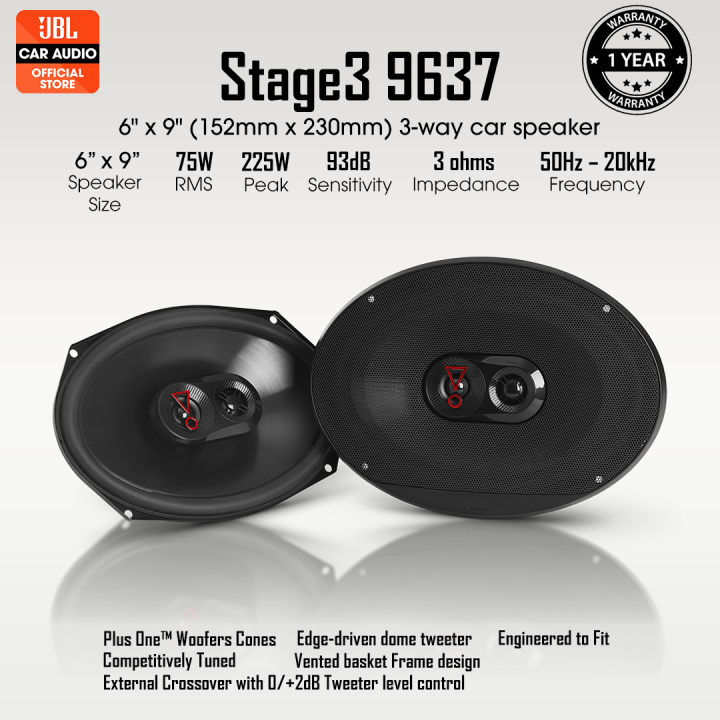 JBL Stage3 9637 | 6" x 9" 3-Way Speaker (With Grille) | Lazada