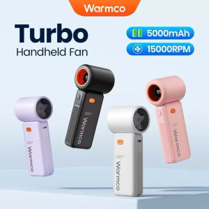 Quạt Cầm Tay Mini Warmco Turbo 5000 mAh Nhỏ Gọn Siêu Mát 100 Tốc Độ Gió Dây Đeo Màn Hình Hiển Thị
