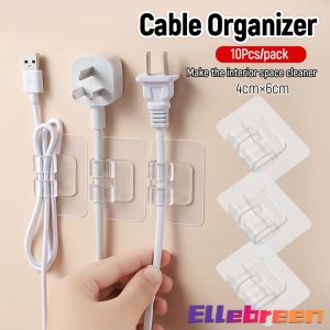 Ellebreen 10Pcs/pack Cable Management Clips Plastic Wall Desk Cable Organizer Car Floor Mat Fixed Stickers