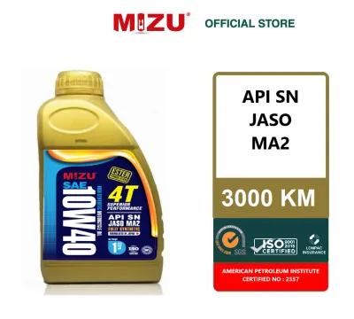 [Free Shipment] Mizu 4T 10W40 (API SN) Fully Synthetic Ester Motorcycle Engine Oil 1L [ Limited promotion] motorsikal motorbike bike minyak hitam minyak pelincir minyak engin 4t motor cameron farmer Naza Benelli Honda Yamaha KTM Modenas SYM Motor