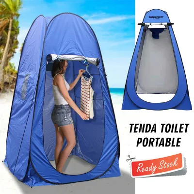Tenda Toilet Portable Automatic Open Outdoor Anti Air Waterpoof Tenda Lipat WC Kamar Mandi Darurat Emergency Portabel Otomatis Perlengkapan Mendaki Peralatan Naik Gunung Pendaki Pria Wanita Climbing Camping Kemping Restroom - Blue