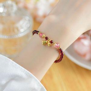 THANKSKY Hoa Vòng tay đính cườm đỏ Calabash Cá Vòng tay hạt Cổ điển Trang trí cổ tay Vòng tay dây chuyền may mắn Nữ